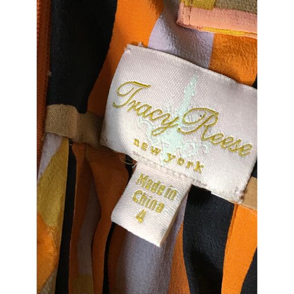 Tracy Reese Geometric Print Halter Hi Low Midi Dress 4 Silk - Picture 9 of 10